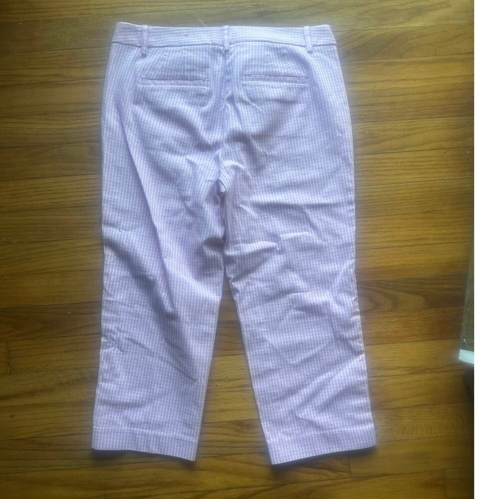 Talbots Pink Striped Seersucker Crop Pants Preppy Summer Capri Women’s 8P - Picture 2 of 6